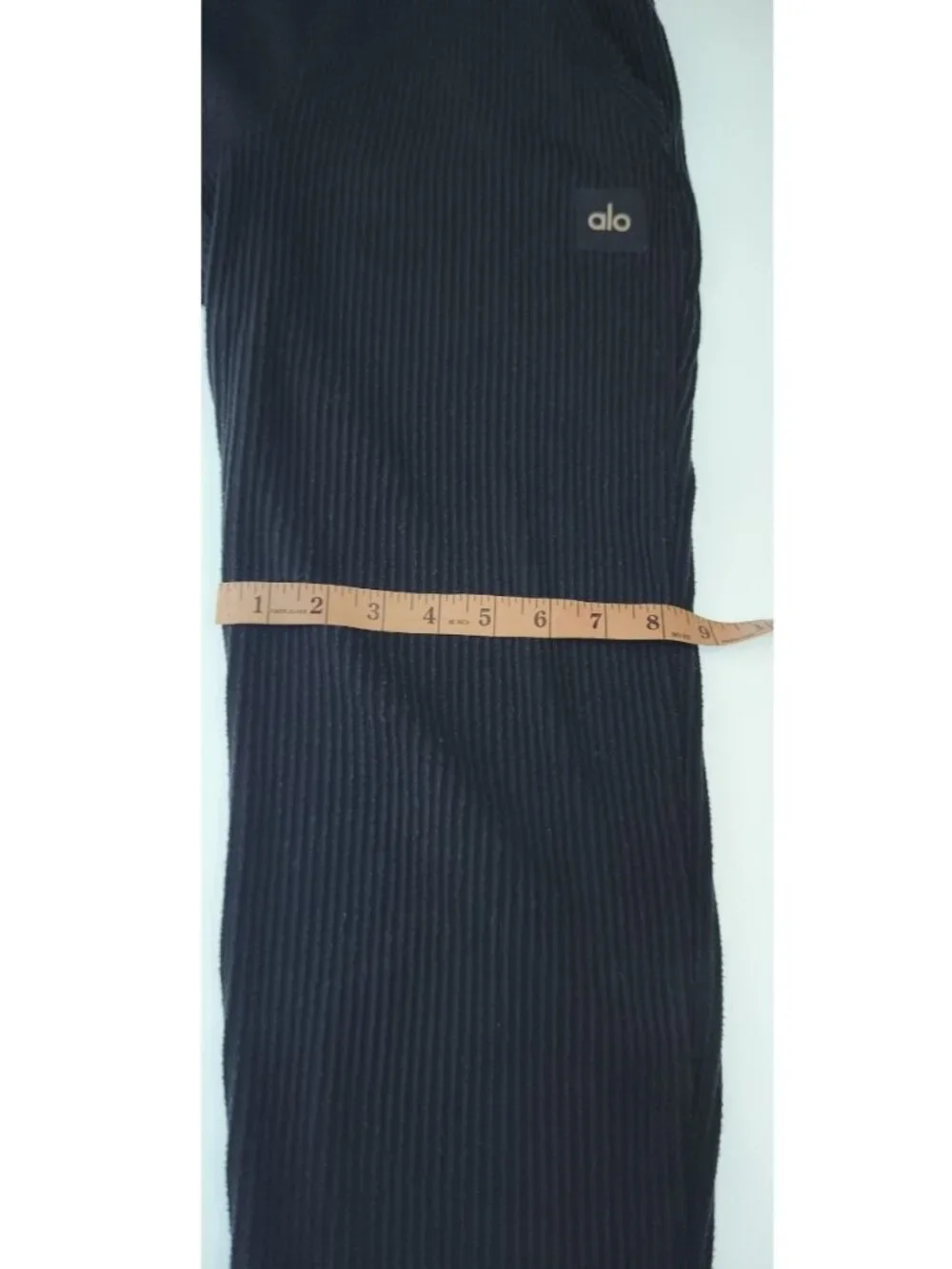 Alo Yoga Black Ribbed Tapered Jogger Pants Drawstring Elástic Weist Small